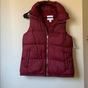 NWT Old Navy maroon puffer vest